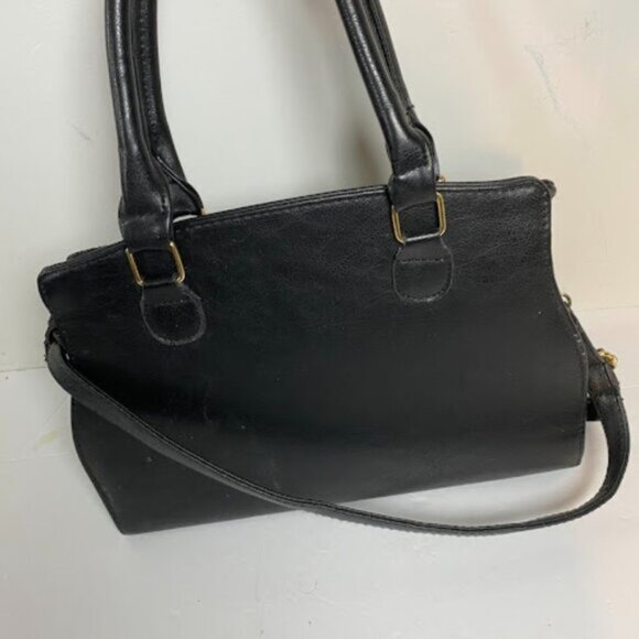 Sensin Women's Black with Gold-Tone Satchel Shoulder Bag Medium - Picture 6 of 6